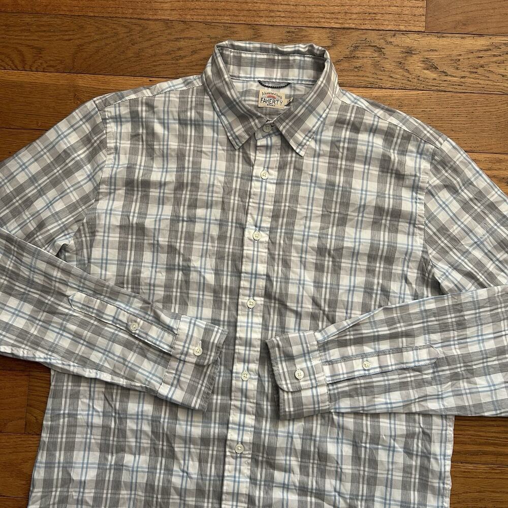Faherty Plaid Performance Commuter Stretch Button Up Shirt Large